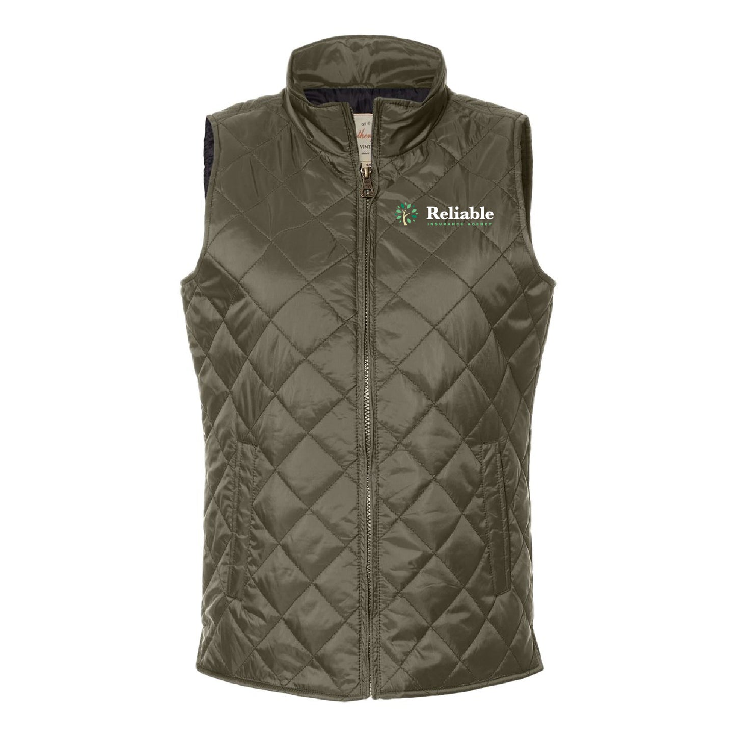 Reliable Women's Vintage Diamond Quilted Vest - Embroidered