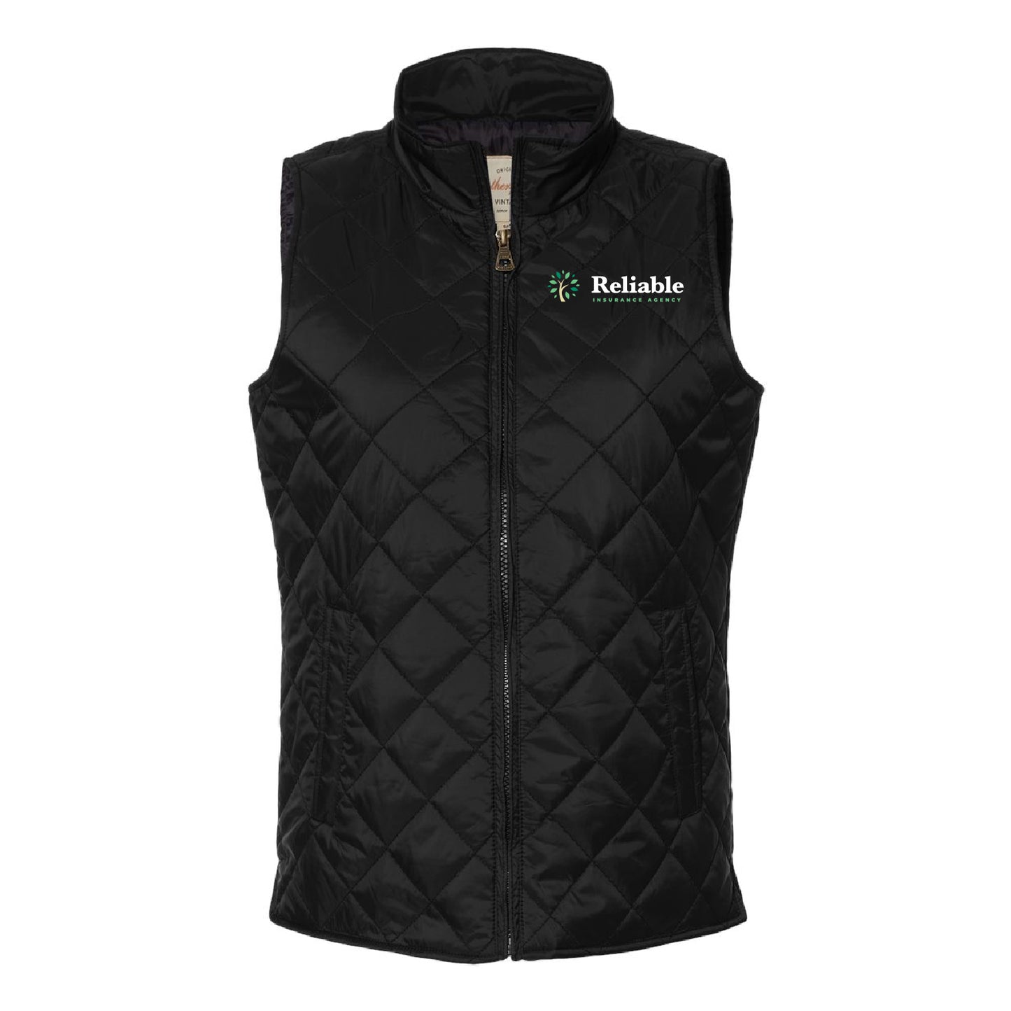 Reliable Women's Vintage Diamond Quilted Vest - Embroidered