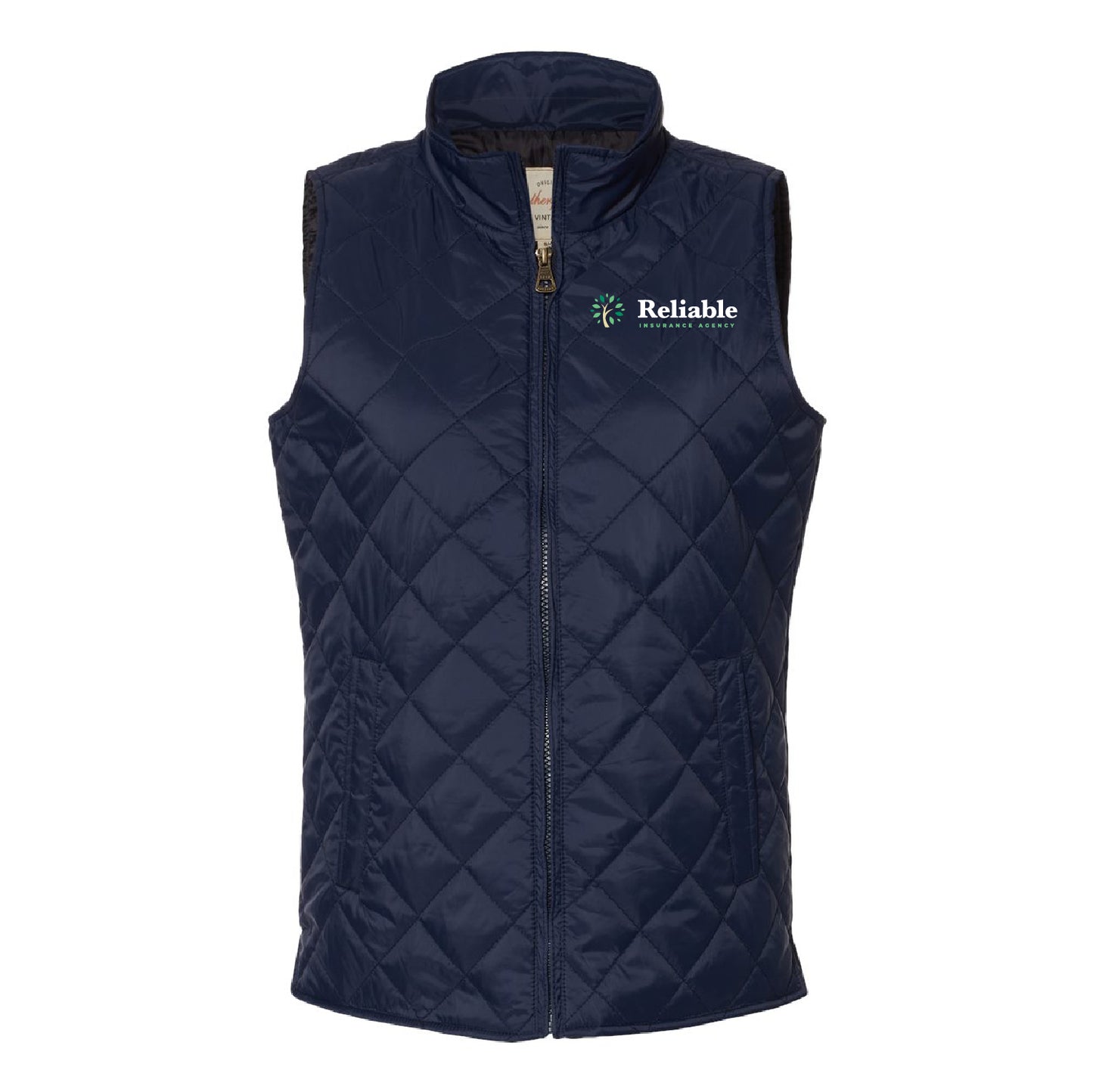 Reliable Women's Vintage Diamond Quilted Vest - Embroidered